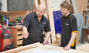 PK Joinery staff discussing timber joinery quote requirements